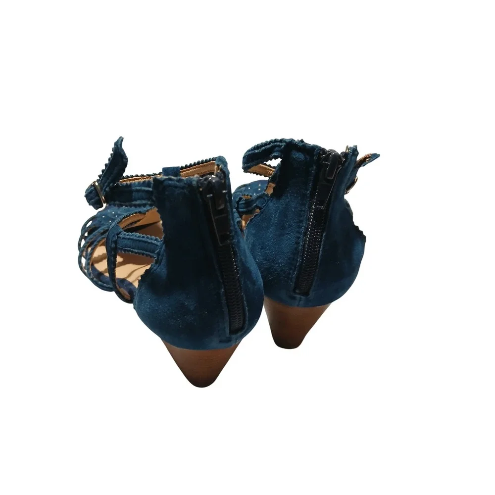 Kensie Teal Suede Studded Gladiator‎ Wedge Sandals Women's Size 10M